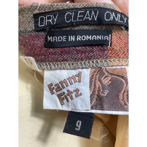 Vintage Plaid Midi Skirt, From the 70's, Fanny Fitz, High Waist, A-Line - Picture 7 of 7